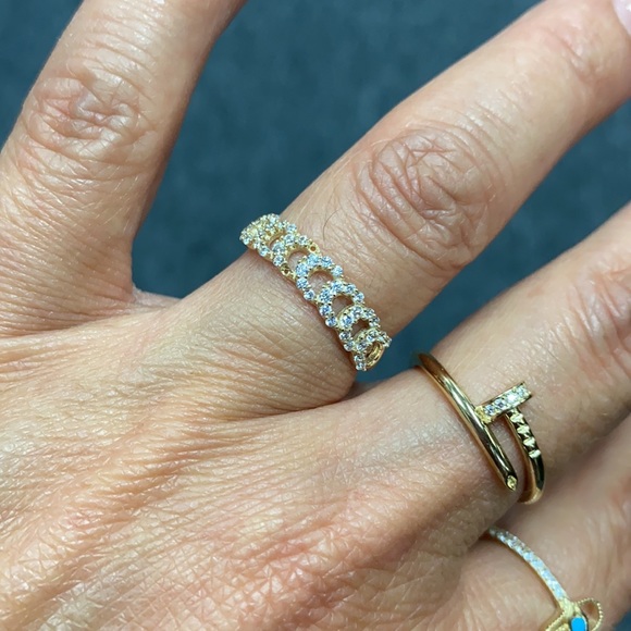 New 14K yellow Gold CZ Cuban Band - Picture 3 of 12